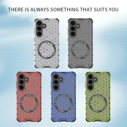 For Samsung Galaxy S25 5G Honeycomb Magnetic Ring Shockproof Phone Case(White) - Galaxy S25 5G Cases by PMC Jewellery | Online Shopping South Africa | PMC Jewellery | Buy Now Pay Later Mobicred