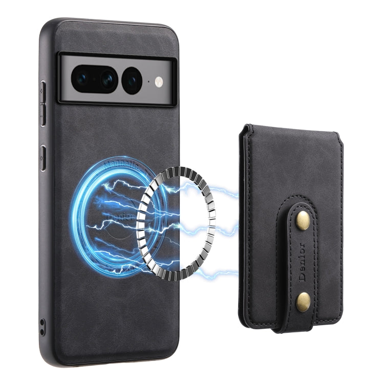 For Google Pixel 7 Pro 5G Denior D14 NK Retro Pattern MagSafe Magnetic Card Holder Leather Phone Case(Black) - Google Cases by Denior | Online Shopping South Africa | PMC TechLife | Buy Now Pay Later Mobicred
