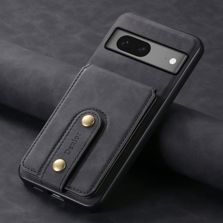 For Google Pixel 7 5G Denior D14 NK Retro Pattern MagSafe Magnetic Card Holder Leather Phone Case(Black) - Google Cases by Denior | Online Shopping South Africa | PMC TechLife | Buy Now Pay Later Mobicred