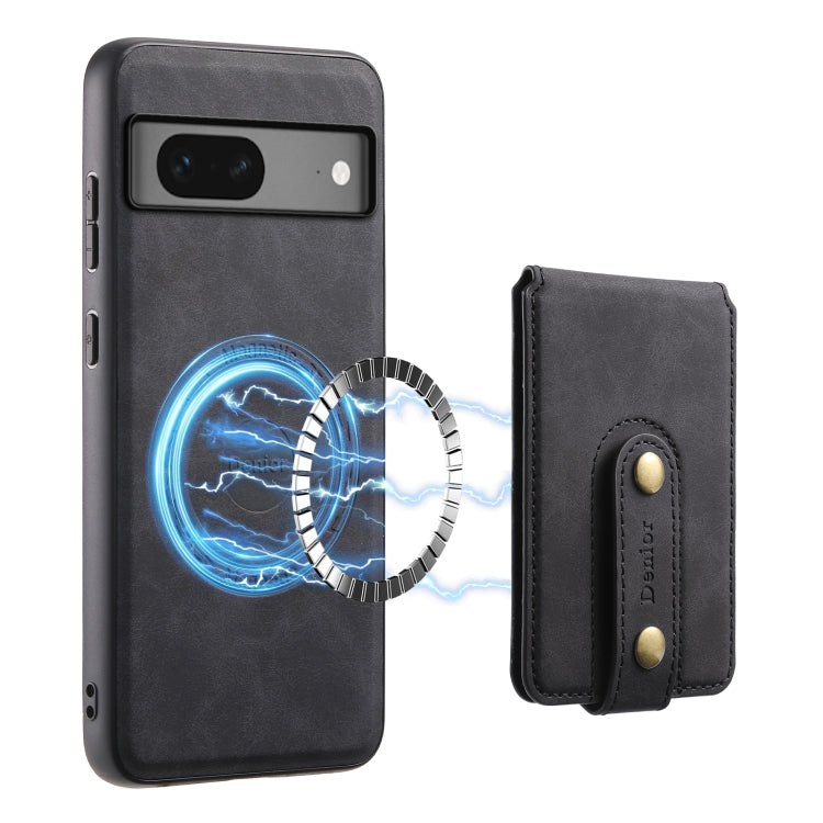 For Google Pixel 7 5G Denior D14 NK Retro Pattern MagSafe Magnetic Card Holder Leather Phone Case(Black) - Google Cases by Denior | Online Shopping South Africa | PMC TechLife | Buy Now Pay Later Mobicred