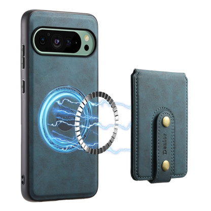 For Google Pixel 9 Denior D14 NK Retro Pattern MagSafe Magnetic Card Holder Leather Phone Case(Blue) - Google Cases by Denior | Online Shopping South Africa | PMC Jewellery | Buy Now Pay Later Mobicred