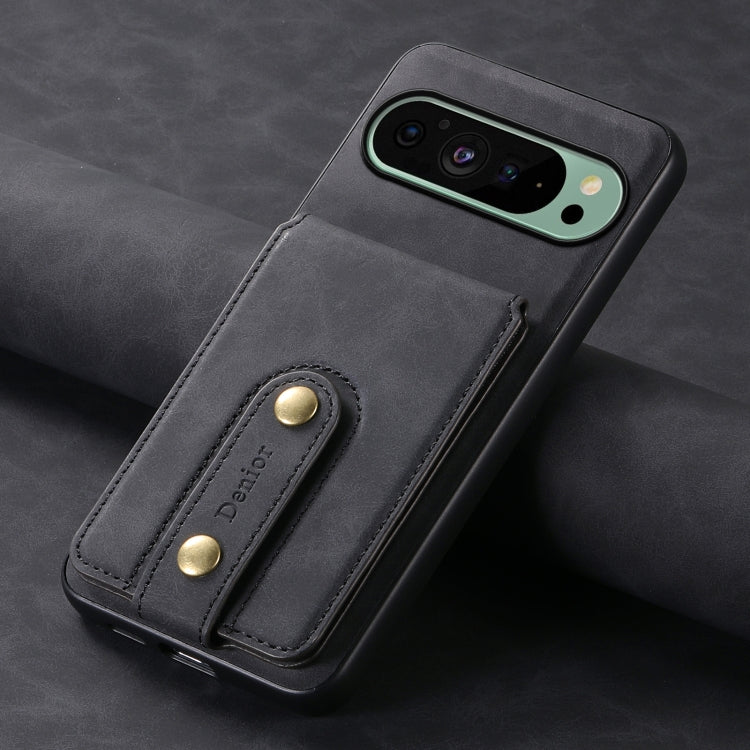 For Google Pixel 9 Denior D14 NK Retro Pattern MagSafe Magnetic Card Holder Leather Phone Case(Black) - Google Cases by Denior | Online Shopping South Africa | PMC TechLife | Buy Now Pay Later Mobicred