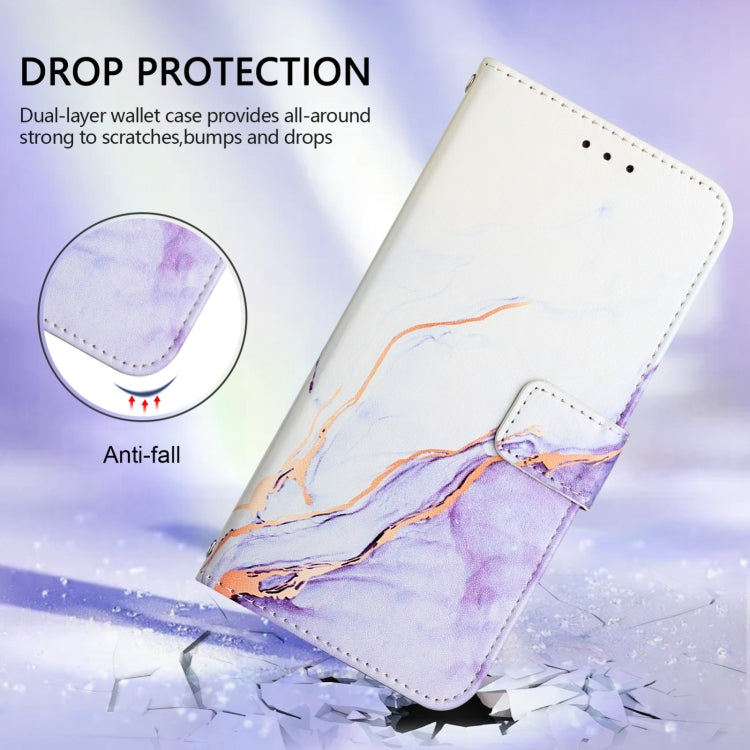For Google Pixel 9 PT003 Marble Pattern Flip Leather Phone Case(White Purple) - Google Cases by PMC TechLife | Online Shopping South Africa | PMC TechLife | Buy Now Pay Later Mobicred