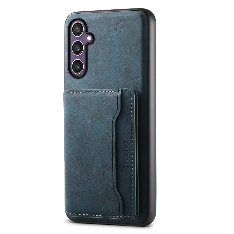 For Samsung Galaxy S24 5G Denior D13 Retro Texture Leather MagSafe Card Bag Phone Case(Blue) - Galaxy S24 5G Cases by Denior | Online Shopping South Africa | PMC Jewellery | Buy Now Pay Later Mobicred