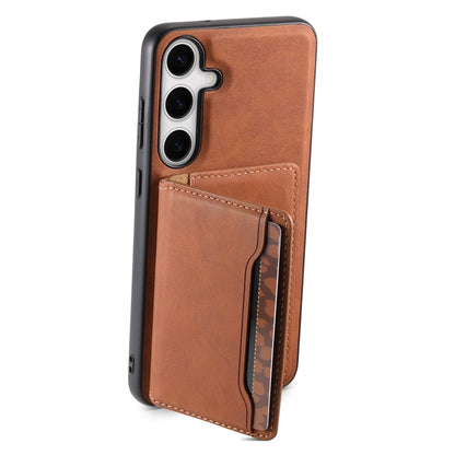 For Samsung Galaxy S24+ 5G Denior D13 Retro Texture Leather MagSafe Card Bag Phone Case(Brown) - Galaxy S24+ 5G Cases by Denior | Online Shopping South Africa | PMC Jewellery | Buy Now Pay Later Mobicred