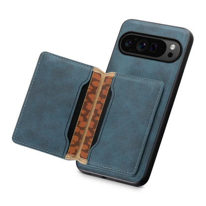 For Google Pixel 9 Pro Denior D13 Retro Texture Leather MagSafe Card Bag Phone Case(Blue) - Google Cases by Denior | Online Shopping South Africa | PMC Jewellery | Buy Now Pay Later Mobicred