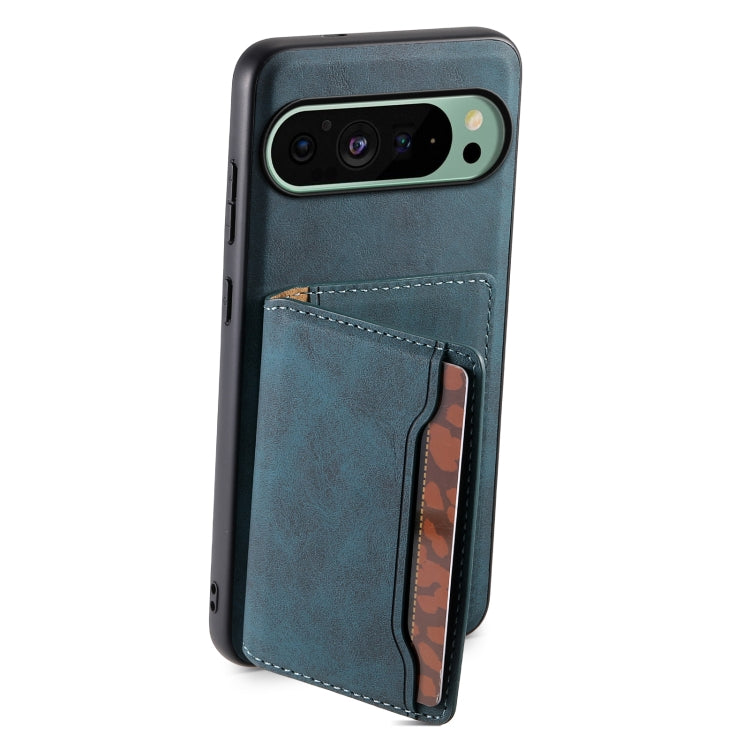 For Google Pixel 9 Denior D13 Retro Texture Leather MagSafe Card Bag Phone Case(Blue) - Google Cases by Denior | Online Shopping South Africa | PMC Jewellery | Buy Now Pay Later Mobicred