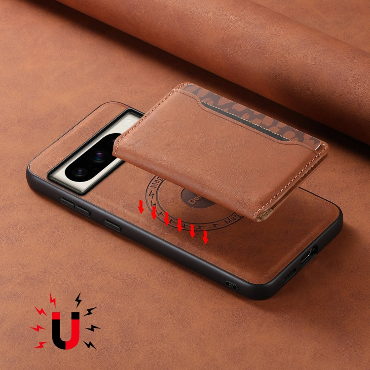 For Google Pixel 8 Pro Denior D13 Retro Texture Leather MagSafe Card Bag Phone Case(Brown) - Google Cases by Denior | Online Shopping South Africa | PMC Jewellery | Buy Now Pay Later Mobicred