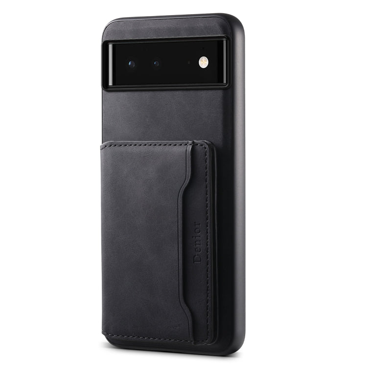 For Google Pixel 6 Denior D13 Retro Texture Leather MagSafe Card Bag Phone Case(Black) - Google Cases by Denior | Online Shopping South Africa | PMC Jewellery | Buy Now Pay Later Mobicred