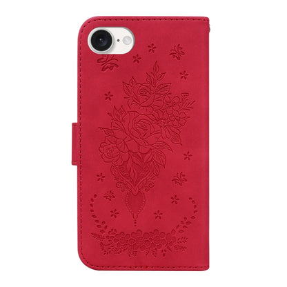 For iPhone SE 2024 Butterfly Rose Embossed Leather Phone Case(Red) - More iPhone Cases by PMC Jewellery | Online Shopping South Africa | PMC Jewellery | Buy Now Pay Later Mobicred