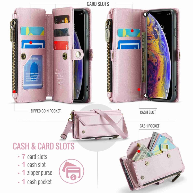 For iPhone XS Max CaseMe C36 Card Slots Zipper Wallet RFID Anti-theft Leather Phone Case(Pink) - More iPhone Cases by CaseMe | Online Shopping South Africa | PMC Jewellery | Buy Now Pay Later Mobicred