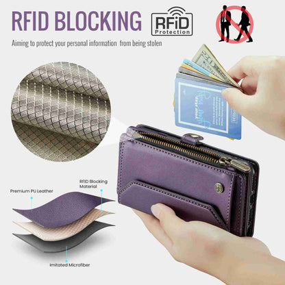 For iPhone 11 CaseMe C36 Card Slots Zipper Wallet RFID Anti-theft Leather Phone Case(Purple) - iPhone 11 Cases by CaseMe | Online Shopping South Africa | PMC Jewellery | Buy Now Pay Later Mobicred