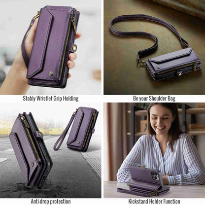 For iPhone 12 Pro CaseMe C36 Card Slots Zipper Wallet RFID Anti-theft Leather Phone Case(Purple) - iPhone 12 / 12 Pro Cases by CaseMe | Online Shopping South Africa | PMC Jewellery | Buy Now Pay Later Mobicred