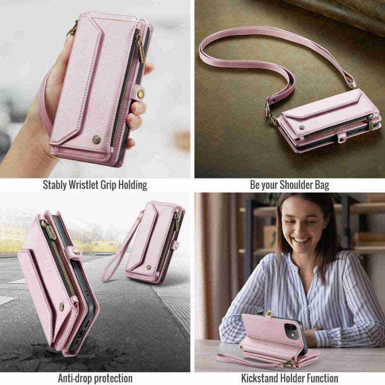 For iPhone 12 CaseMe C36 Card Slots Zipper Wallet RFID Anti-theft Leather Phone Case(Pink) - iPhone 12 / 12 Pro Cases by CaseMe | Online Shopping South Africa | PMC Jewellery | Buy Now Pay Later Mobicred