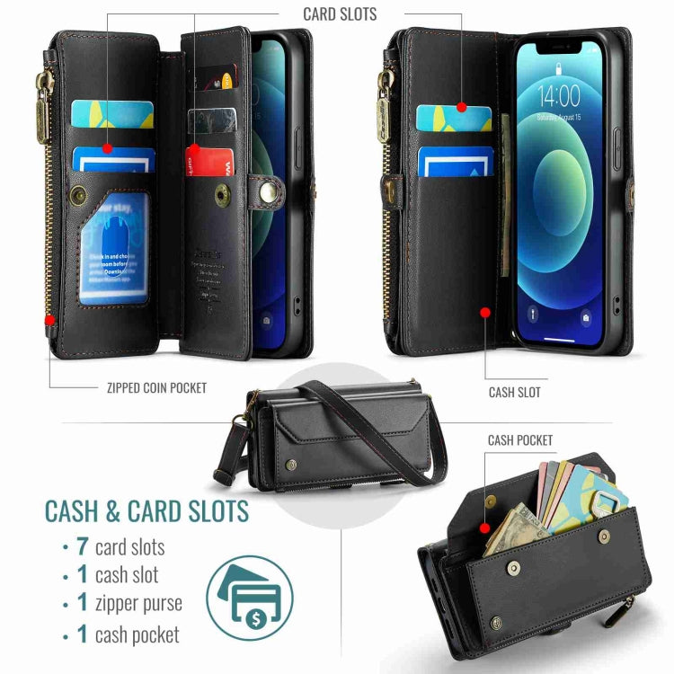 For iPhone 12 mini CaseMe C36 Card Slots Zipper Wallet RFID Anti-theft Leather Phone Case(Black) - iPhone 12 mini Cases by CaseMe | Online Shopping South Africa | PMC Jewellery | Buy Now Pay Later Mobicred