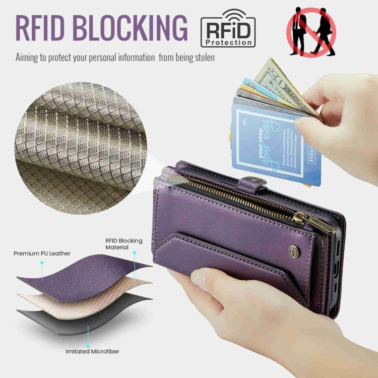 For iPhone 12 mini CaseMe C36 Card Slots Zipper Wallet RFID Anti-theft Leather Phone Case(Purple) - iPhone 12 mini Cases by CaseMe | Online Shopping South Africa | PMC Jewellery | Buy Now Pay Later Mobicred