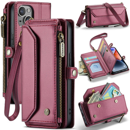 For iPhone 14 CaseMe C36 Card Slots Zipper Wallet RFID Anti-theft Leather Phone Case(Wine Red) - iPhone 14 Cases by CaseMe | Online Shopping South Africa | PMC Jewellery | Buy Now Pay Later Mobicred