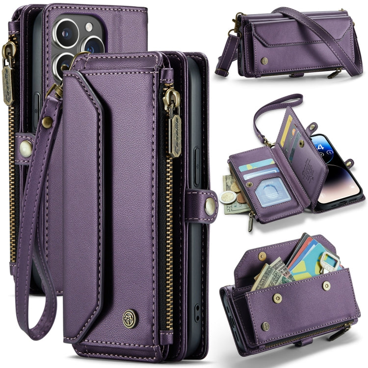 For iPhone 14 Pro Max CaseMe C36 Card Slots Zipper Wallet RFID Anti-theft Leather Phone Case(Purple) - iPhone 14 Pro Max Cases by CaseMe | Online Shopping South Africa | PMC Jewellery | Buy Now Pay Later Mobicred