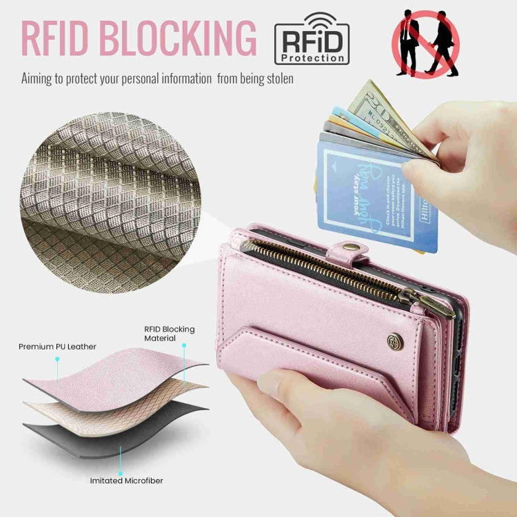 For iPhone SE 2022 / SE 2020 CaseMe C36 Card Slots Zipper Wallet RFID Anti-theft Leather Phone Case(Pink) - iPhone SE 2022 / 2020 / 8 / 7 Cases by CaseMe | Online Shopping South Africa | PMC Jewellery | Buy Now Pay Later Mobicred