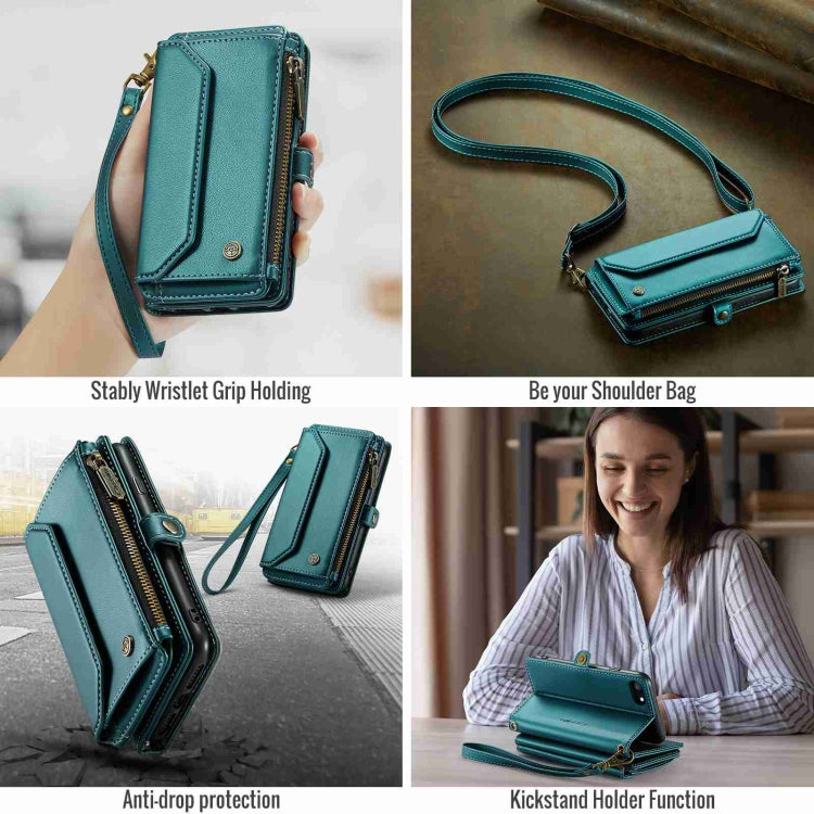 For iPhone 8 / 7 / 6 CaseMe C36 Card Slots Zipper Wallet RFID Anti-theft Leather Phone Case(Blue-green) - More iPhone Cases by CaseMe | Online Shopping South Africa | PMC Jewellery | Buy Now Pay Later Mobicred