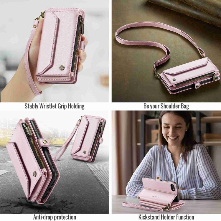 For iPhone 8 / 7 / 6 CaseMe C36 Card Slots Zipper Wallet RFID Anti-theft Leather Phone Case(Pink) - More iPhone Cases by CaseMe | Online Shopping South Africa | PMC Jewellery | Buy Now Pay Later Mobicred