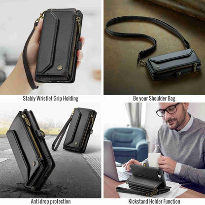 For iPhone 8 Plus / 7 Plus / 6 Plus CaseMe C36 Card Slots Zipper Wallet RFID Anti-theft Leather Phone Case(Black) - More iPhone Cases by CaseMe | Online Shopping South Africa | PMC Jewellery | Buy Now Pay Later Mobicred