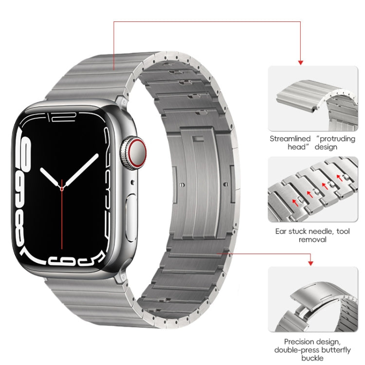 For Apple Watch Series 9 45mm PG65 Single Bead Bamboo Joint Spring Bars Titanium Metal Watch Band(Silver) - free shipping - PMc TechLife - Order now!