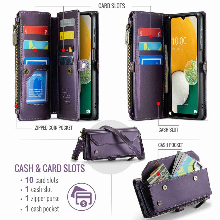 For Samsung Galaxy A13 5G / 4G CaseMe C36 Card Slots Zipper Wallet RFID Anti-theft Leather Phone Case(Purple) - Galaxy Phone Cases by CaseMe | Online Shopping South Africa | PMC Jewellery | Buy Now Pay Later Mobicred