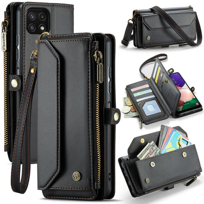 For Samsung Galaxy A22 5G CaseMe C36 Card Slots Zipper Wallet RFID Anti-theft Leather Phone Case(Black) - Galaxy Phone Cases by CaseMe | Online Shopping South Africa | PMC Jewellery | Buy Now Pay Later Mobicred