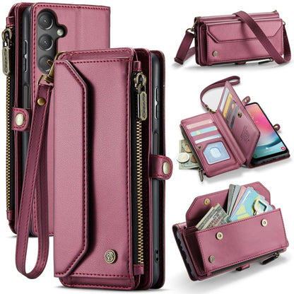 For Samsung Galaxy A24 CaseMe C36 Card Slots Zipper Wallet RFID Anti-theft Leather Phone Case(Wine Red) - Galaxy Phone Cases by CaseMe | Online Shopping South Africa | PMC Jewellery | Buy Now Pay Later Mobicred