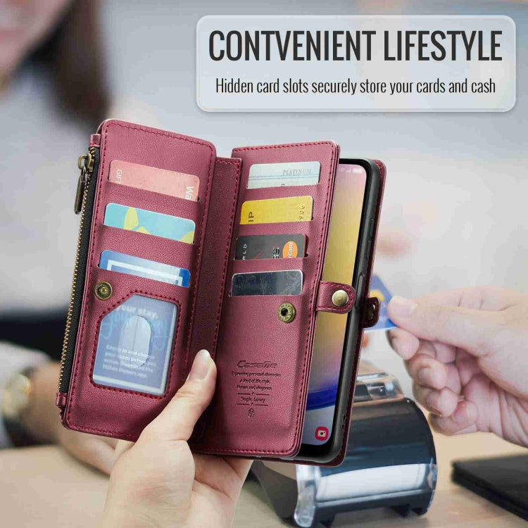 For Samsung Galaxy A25 CaseMe C36 Card Slots Zipper Wallet RFID Anti-theft Leather Phone Case(Wine Red) - Galaxy Phone Cases by CaseMe | Online Shopping South Africa | PMC Jewellery | Buy Now Pay Later Mobicred