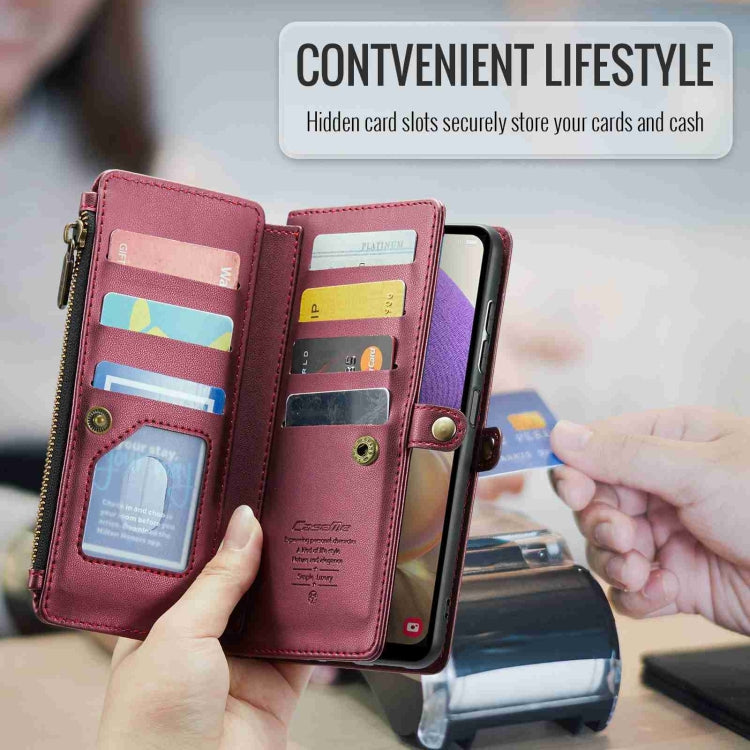 For Samsung Galaxy A32 5G CaseMe C36 Card Slots Zipper Wallet RFID Anti-theft Leather Phone Case(Wine Red) - Galaxy Phone Cases by CaseMe | Online Shopping South Africa | PMC Jewellery | Buy Now Pay Later Mobicred