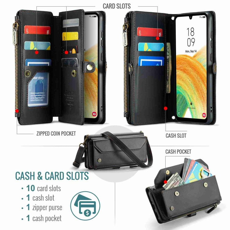 For Samsung Galaxy A33 5G CaseMe C36 Card Slots Zipper Wallet RFID Anti-theft Leather Phone Case(Black) - Galaxy Phone Cases by CaseMe | Online Shopping South Africa | PMC Jewellery | Buy Now Pay Later Mobicred