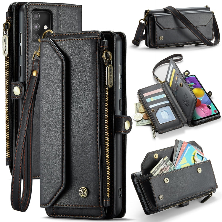 For Samsung Galaxy A51 4G CaseMe C36 Card Slots Zipper Wallet RFID Anti-theft Leather Phone Case(Black) - Galaxy Phone Cases by CaseMe | Online Shopping South Africa | PMC Jewellery | Buy Now Pay Later Mobicred