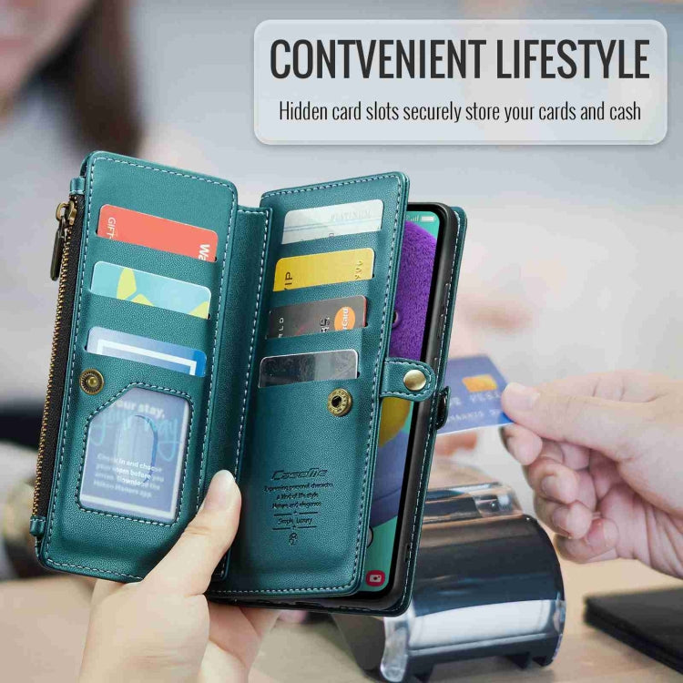 For Samsung Galaxy A51 4G CaseMe C36 Card Slots Zipper Wallet RFID Anti-theft Leather Phone Case(Blue-green) - Galaxy Phone Cases by CaseMe | Online Shopping South Africa | PMC Jewellery | Buy Now Pay Later Mobicred