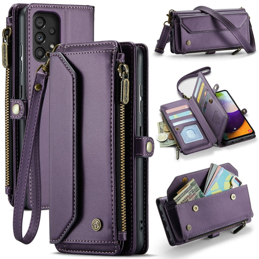 For Samsung Galaxy A52 / A52s 5G CaseMe C36 Card Slots Zipper Wallet RFID Anti-theft Leather Phone Case(Purple) - Galaxy Phone Cases by CaseMe | Online Shopping South Africa | PMC Jewellery | Buy Now Pay Later Mobicred