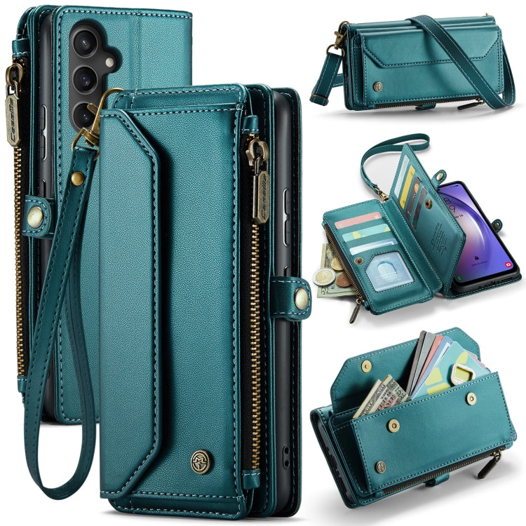 For Samsung Galaxy A54 5G CaseMe C36 Card Slots Zipper Wallet RFID Anti-theft Leather Phone Case(Blue-green) - Galaxy Phone Cases by CaseMe | Online Shopping South Africa | PMC Jewellery | Buy Now Pay Later Mobicred