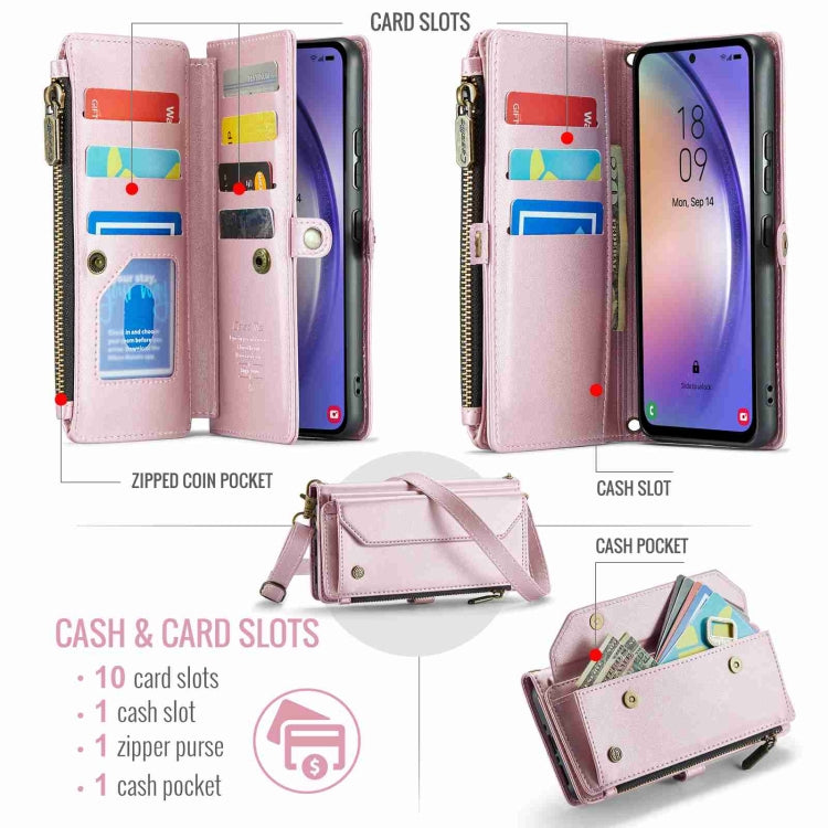 For Samsung Galaxy A54 5G CaseMe C36 Card Slots Zipper Wallet RFID Anti-theft Leather Phone Case(Pink) - Galaxy Phone Cases by CaseMe | Online Shopping South Africa | PMC Jewellery | Buy Now Pay Later Mobicred