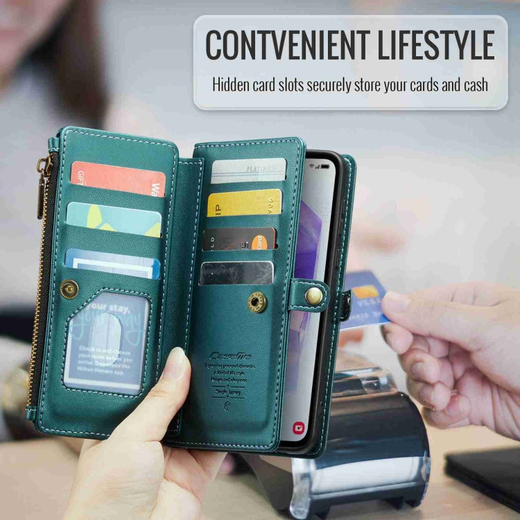 For Samsung Galaxy A55 5G CaseMe C36 Card Slots Zipper Wallet RFID Anti-theft Leather Phone Case(Blue-green) - Galaxy Phone Cases by CaseMe | Online Shopping South Africa | PMC Jewellery | Buy Now Pay Later Mobicred