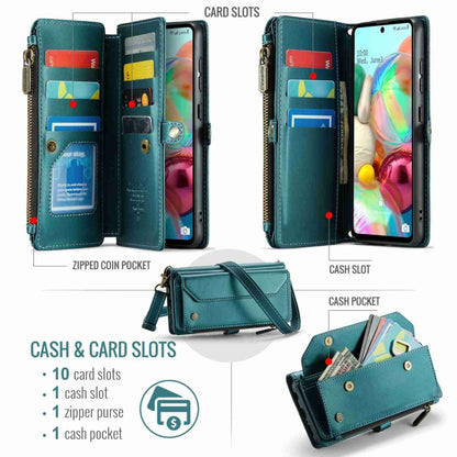 For Samsung Galaxy A71 4G CaseMe C36 Card Slots Zipper Wallet RFID Anti-theft Leather Phone Case(Blue-green) - Galaxy Phone Cases by CaseMe | Online Shopping South Africa | PMC Jewellery | Buy Now Pay Later Mobicred