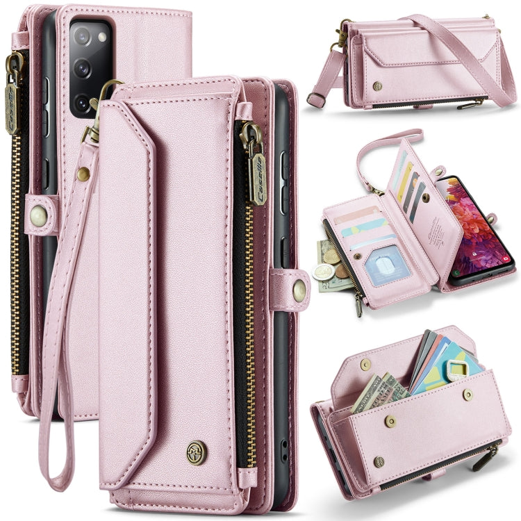 For Samsung Galaxy S20 FE CaseMe C36 Card Slots Zipper Wallet RFID Anti-theft Leather Phone Case(Pink) - Galaxy S20 FE Cases by CaseMe | Online Shopping South Africa | PMC Jewellery | Buy Now Pay Later Mobicred