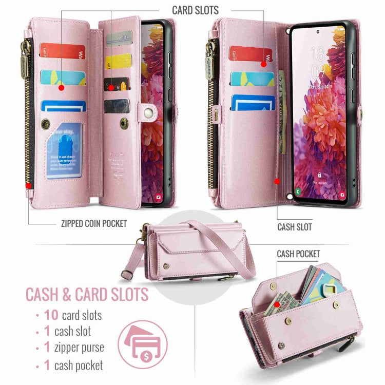 For Samsung Galaxy S20 FE CaseMe C36 Card Slots Zipper Wallet RFID Anti-theft Leather Phone Case(Pink) - Galaxy S20 FE Cases by CaseMe | Online Shopping South Africa | PMC Jewellery | Buy Now Pay Later Mobicred