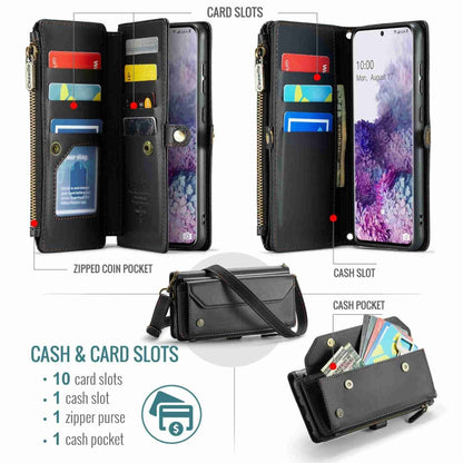 For Samsung Galaxy S20+ CaseMe C36 Card Slots Zipper Wallet RFID Anti-theft Leather Phone Case(Black) - Galaxy Phone Cases by CaseMe | Online Shopping South Africa | PMC Jewellery | Buy Now Pay Later Mobicred