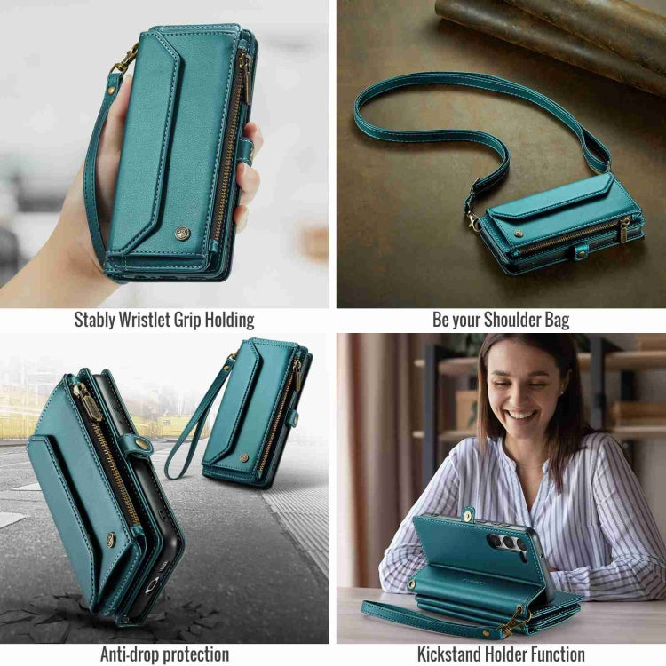 For Samsung Galaxy S23+ 5G CaseMe C36 Card Slots Zipper Wallet RFID Anti-theft Leather Phone Case(Blue-green) - Galaxy S23+ 5G Cases by CaseMe | Online Shopping South Africa | PMC Jewellery | Buy Now Pay Later Mobicred