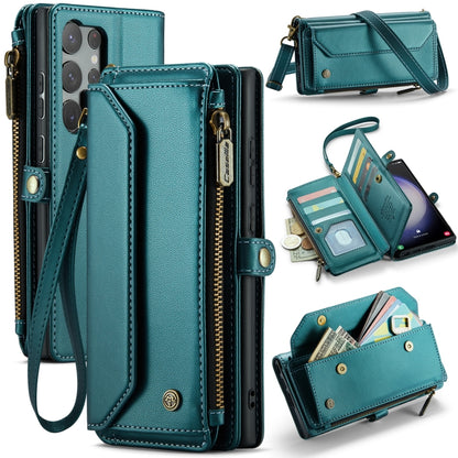 For Samsung Galaxy S23 Ultra 5G CaseMe C36 Card Slots Zipper Wallet RFID Anti-theft Leather Phone Case(Blue-green) - Galaxy S23 Ultra 5G Cases by CaseMe | Online Shopping South Africa | PMC Jewellery | Buy Now Pay Later Mobicred