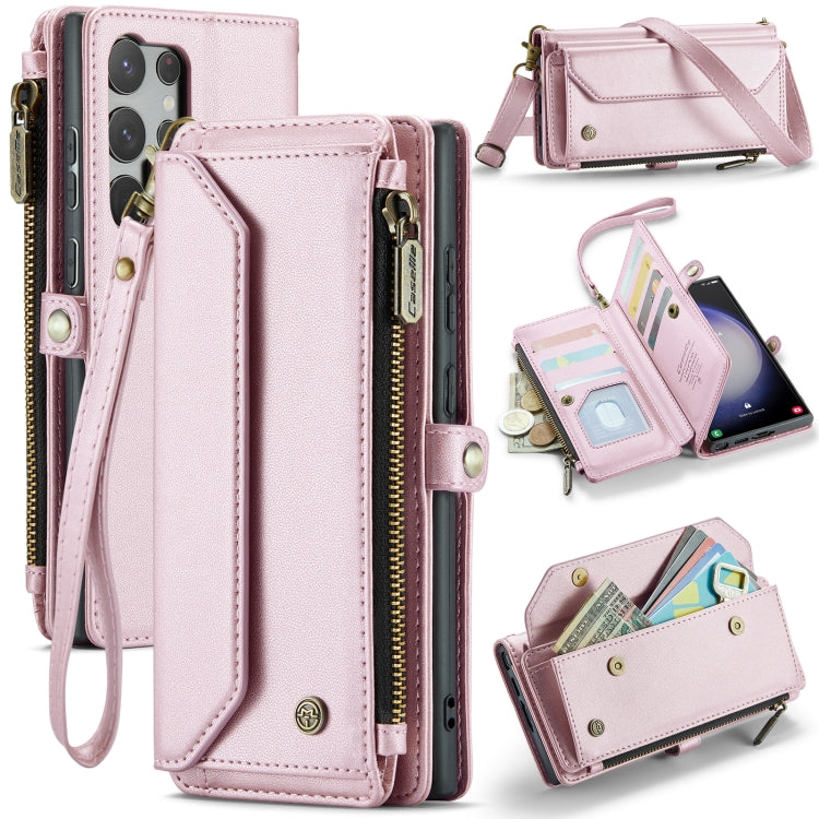 For Samsung Galaxy S23 Ultra 5G CaseMe C36 Card Slots Zipper Wallet RFID Anti-theft Leather Phone Case(Pink) - Galaxy S23 Ultra 5G Cases by CaseMe | Online Shopping South Africa | PMC Jewellery | Buy Now Pay Later Mobicred