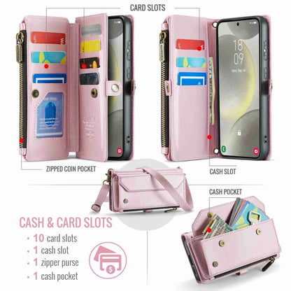 For Samsung Galaxy S24 5G CaseMe C36 Card Slots Zipper Wallet RFID Anti-theft Leather Phone Case(Pink) - Galaxy S24 5G Cases by CaseMe | Online Shopping South Africa | PMC Jewellery | Buy Now Pay Later Mobicred