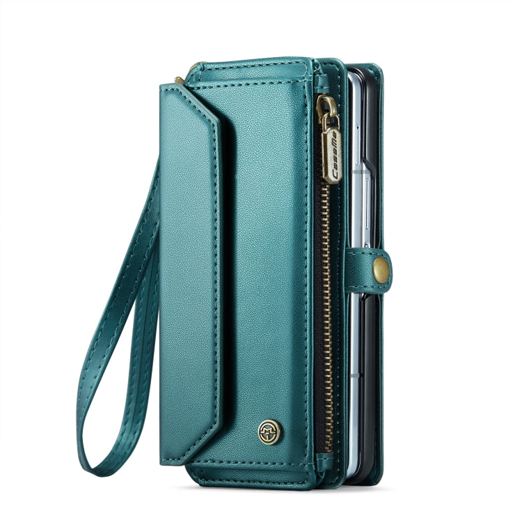 For Samsung Galaxy Z Fold6 5G CaseMe C36 Card Slots Zipper Wallet RFID Anti-theft Leather Phone Case(Blue-green) - Galaxy Z Fold6 5G Cases by CaseMe | Online Shopping South Africa | PMC Jewellery | Buy Now Pay Later Mobicred