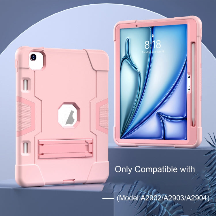 For iPad Air 11 2024 Contrast Color Silicone Acrylic PC Tablet Case with Holder(Rose Gold) - iPad Air 11 2024 Cases by PMC Jewellery | Online Shopping South Africa | PMC Jewellery | Buy Now Pay Later Mobicred