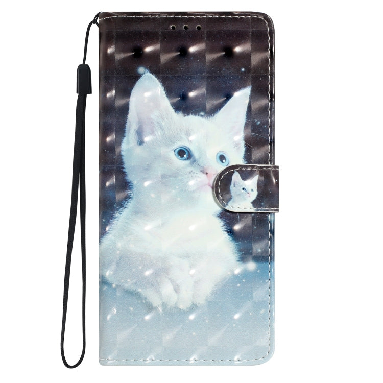 For iPhone 16 Pro 3D Pattern Leather Phone Case(White Cat) - iPhone 16 Pro Cases by PMC TechLife | Online Shopping South Africa | PMC TechLife | Buy Now Pay Later Mobicred